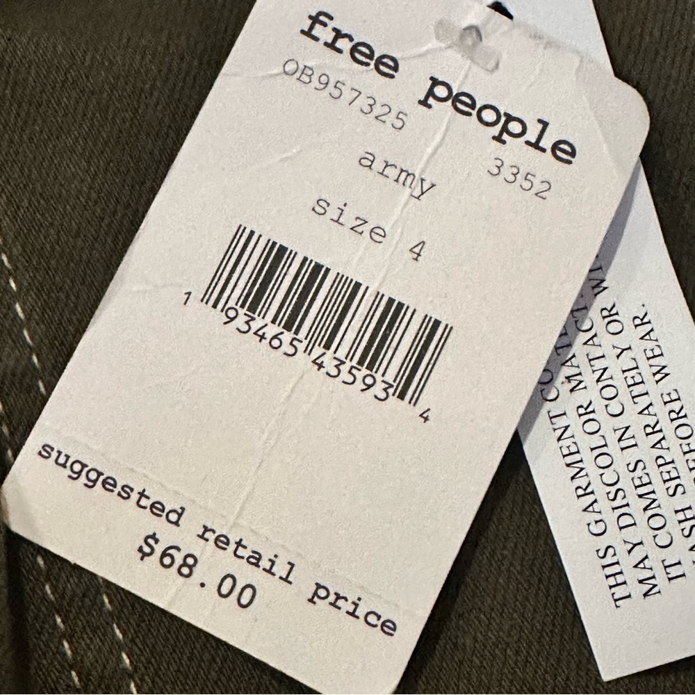 Free People Splendor  In The Grass Army Green Paper Bag Denim Skirt Size 4 NEW - Picture 11 of 11